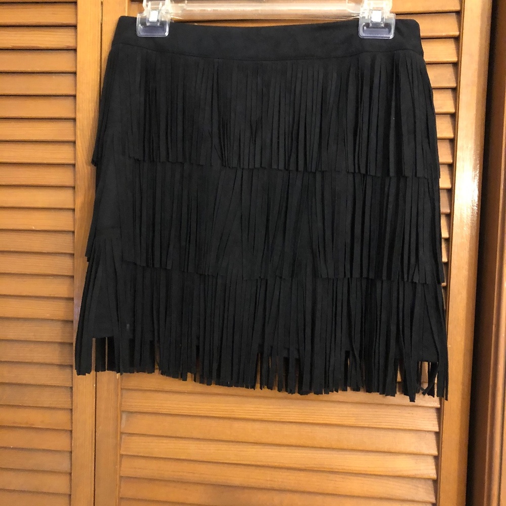 Suede Fringe Skirt